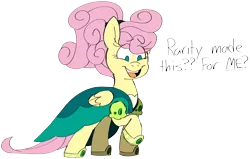 Size: 4776x3042 | Tagged: safe, artist:taaffeiite, banned from derpibooru, deleted from derpibooru, derpibooru import, fluttershy, pegasus, pony, alternate hairstyle, clothes, colored sketch, dialogue, dress, female, happy, implied flarity, implied lesbian, implied rarity, implied shipping, jewelry, looking down, mare, open mouth, raised hoof, request, simple background, sketch, smiling, solo, transparent background