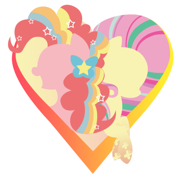 Size: 869x863 | Tagged: safe, artist:jrpizzaroll, artist:spacekitty, banned from derpibooru, deleted from derpibooru, derpibooru import, fluttershy, pinkie pie, earth pony, pegasus, pony, female, heart, hooves, lineless, mare, minimalist, modern art, open mouth, rainbow power, simple background, transparent background