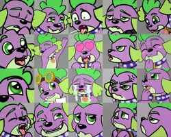 Size: 1024x819 | Tagged: safe, artist:verumteednp, banned from derpibooru, deleted from derpibooru, derpibooru import, spike, spike the regular dog, dog, equestria girls, angry, blushing, crying, dab, emoji, goggles, happy, meme, sleeping, spike's dog collar, trollface, u mad, unhappy