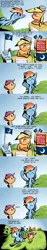Size: 1050x5600 | Tagged: safe, artist:southparktaoist, banned from derpibooru, deleted from derpibooru, derpibooru import, applejack, rainbow dash, scootaloo, earth pony, pegasus, pony, comic:scoots and dash, comic, dialogue, female, filly, flag, hay bale, lunar republic, mare, redneck, running, sign