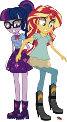 Size: 3998x7309 | Tagged: safe, artist:paulysentry, banned from derpibooru, deleted from derpibooru, derpibooru import, sci-twi, sunset shimmer, twilight sparkle, cockroach, insect, equestria girls, scared