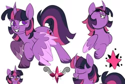 Size: 3000x2000 | Tagged: safe, artist:taaffeiite, banned from derpibooru, deleted from derpibooru, derpibooru import, twilight sparkle, twilight sparkle (alicorn), alicorn, pony, alternate cutie mark, alternate hairstyle, alternate universe, colored sketch, colored wings, colored wingtips, curved horn, fangs, female, grin, horn, jewelry, mare, red pupils, simple background, smiling, unshorn fetlocks, white background, wings