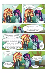 Size: 2650x4096 | Tagged: safe, artist:verumteednp, banned from derpibooru, deleted from derpibooru, derpibooru import, sci-twi, sunset shimmer, twilight sparkle, comic:sparkling shimmer, equestria girls, backpack, blushing, blushing profusely, chapter 3, clothes, comic, dialogue, female, glasses, lesbian, scitwishimmer, shipping, speech bubble, sunsetsparkle