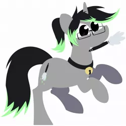 Size: 1800x1800 | Tagged: safe, artist:acesential, banned from derpibooru, deleted from derpibooru, derpibooru import, oc, oc:tharkis, unofficial characters only, pony, unicorn, bell, bell collar, collar, duster, glasses, looking at you, mouth hold, rearing, simple background, solo, white background