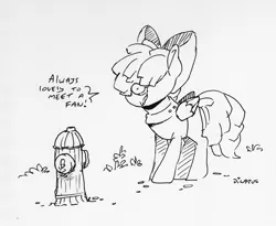 Size: 1562x1281 | Tagged: safe, artist:dilarus, banned from derpibooru, deleted from derpibooru, derpibooru import, songbird serenade, pegasus, pony, my little pony: the movie, blind joke, dialogue, female, fire hydrant, mare, monochrome, simple background, traditional art, we are going to hell, white background