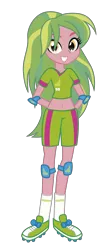 Size: 2986x6832 | Tagged: safe, artist:paulysentry, artist:rj-streak, banned from derpibooru, deleted from derpibooru, derpibooru import, lemon zest, equestria girls, arm behind back, belly button, clothes, crossover, elbow pads, knee pads, shoes, simple background, sneakers, soccer shoes, socks, solo, super mario strikers, transparent background