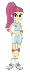 Size: 3046x7182 | Tagged: safe, artist:paulysentry, artist:rj-streak, banned from derpibooru, deleted from derpibooru, derpibooru import, sour sweet, equestria girls, clothes, crossover, elbow pads, gloves, knee pads, shoes, simple background, sneakers, soccer shoes, socks, solo, super mario strikers, transparent background