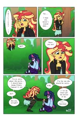 Size: 2650x4096 | Tagged: safe, artist:verumteednp, banned from derpibooru, deleted from derpibooru, derpibooru import, sci-twi, sunset shimmer, twilight sparkle, comic:sparkling shimmer, equestria girls, chapter 3, clothes, comic, dialogue, eyes closed, female, geode of empathy, glasses, lesbian, magical geodes, open mouth, scitwishimmer, shipping, speech bubble, sunsetsparkle