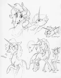 Size: 2383x3046 | Tagged: safe, artist:dilarus, banned from derpibooru, deleted from derpibooru, derpibooru import, classical unicorn, pony, unicorn, cloven hooves, female, heart, leonine tail, mare, marigold heavenly nostrils, monochrome, onomatopoeia, phoebe and her unicorn, simple background, style emulation, traditional art, unshorn fetlocks, white background