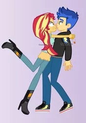 Size: 751x1064 | Tagged: safe, artist:paulysentry, banned from derpibooru, deleted from derpibooru, derpibooru import, flash sentry, sunset shimmer, equestria girls, equestria girls series, clothes, female, flashimmer, flashset daily, geode of empathy, high heels, hoodie, in a heartbeat, magical geodes, male, pants, shipping, shoes, sneakers, straight