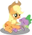 Size: 846x944 | Tagged: safe, artist:paulysentry, banned from derpibooru, deleted from derpibooru, derpibooru import, applejack, spike, dragon, earth pony, pony, applespike, concerned, eyes closed, female, holding a dragon, injured, male, mare, shipping, simple background, sitting, spikelove, straight, transparent background, vector, worried