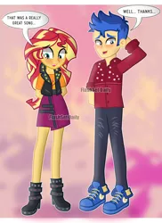 Size: 1280x1759 | Tagged: safe, artist:paulysentry, banned from derpibooru, deleted from derpibooru, derpibooru import, flash sentry, sunset shimmer, cheer you on, equestria girls, equestria girls series, spoiler:eqg series (season 2), blue sneakers, blushing, clothes, converse, cute, diasentres, female, flashimmer, flashset daily, male, obtrusive watermark, shimmerbetes, shipping, shoes, sneakers, straight, watermark