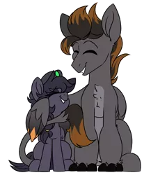 Size: 1608x1855 | Tagged: safe, artist:taaffeiite, banned from derpibooru, deleted from derpibooru, derpibooru import, oc, oc:mir, oc:ragnar, unofficial characters only, hippogriff, pegasus, pony, chest fluff, commission, cute, duo, female, fluffy, front view, hippogriff oc, hug, male, mare, mother and child, mother and son, simple background, sitting, size difference, smiling, transparent background, winghug