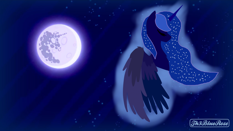 Size: 1024x577 | Tagged: safe, artist:northerndawnart, banned from derpibooru, deleted from derpibooru, derpibooru import, princess luna, alicorn, pony, base used, bust, ethereal mane, full moon, mare in the moon, minimalist, modern art, moon, portrait, simple background, starry mane, th3bluerose's minimalist collection