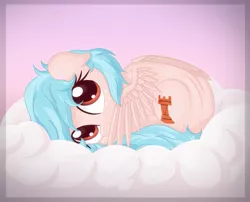 Size: 995x803 | Tagged: safe, artist:vito, banned from derpibooru, deleted from derpibooru, derpibooru import, cozy glow, pegasus, pony, a better ending for cozy, alternate hairstyle, cloud, covering, cozybetes, cozylove, curled up, cute, female, filly, looking at you, weapons-grade cute