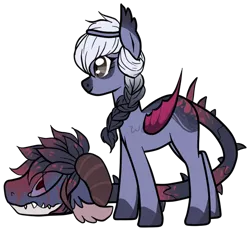 Size: 624x576 | Tagged: safe, artist:axolotlshy, banned from derpibooru, deleted from derpibooru, derpibooru import, oc, unofficial characters only, cow plant pony, monster pony, original species, plant pony, augmented tail, bat wings, braid, colored hooves, fangs, plant, simple background, thorns, transparent background, wings