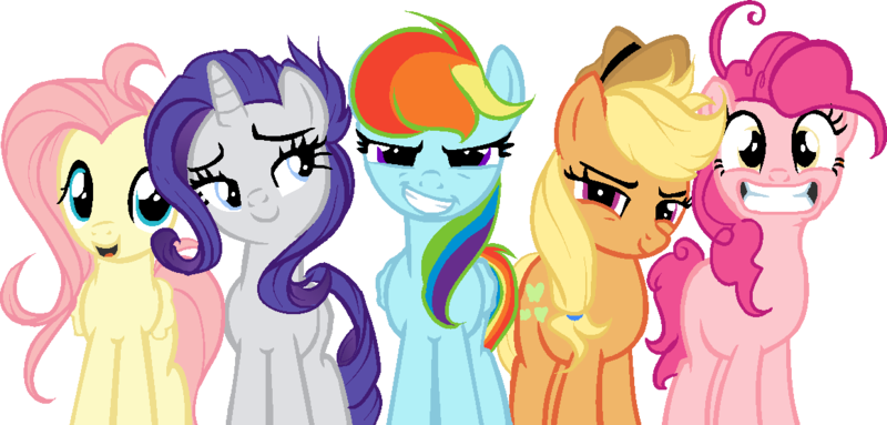 Size: 1162x556 | Tagged: safe, artist:axolotlshy, banned from derpibooru, deleted from derpibooru, derpibooru import, applejack, fluttershy, pinkie pie, rainbow dash, rarity, earth pony, pegasus, pony, unicorn, base used, female, grin, hat, mare, simple background, smiling, smirk, transparent background