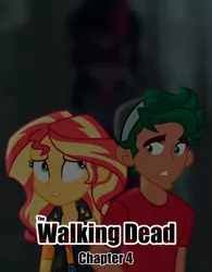 Size: 3672x4698 | Tagged: safe, artist:paulysentry, banned from derpibooru, deleted from derpibooru, derpibooru import, sci-twi, sunset shimmer, timber spruce, twilight sparkle, comic:the walking dead, equestria girls, comic, cover, glasses