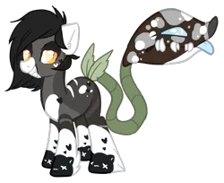 Size: 839x683 | Tagged: safe, artist:axolotlshy, banned from derpibooru, deleted from derpibooru, derpibooru import, oc, oc:edgar, oc:kit, unofficial characters only, monster pony, original species, piranha plant pony, plant pony, augmented tail, fangs, grin, plant, sharp teeth, simple background, smiling, teeth, tongue out, transparent background