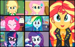 Size: 1273x792 | Tagged: safe, artist:paulysentry, banned from derpibooru, deleted from derpibooru, derpibooru import, applejack, fluttershy, pinkie pie, rainbow dash, rarity, sci-twi, sunset shimmer, twilight sparkle, equestria girls, chatting, covid-19, geode of empathy, geode of fauna, geode of shielding, geode of sugar bombs, geode of super speed, geode of super strength, geode of telekinesis, humane five, humane seven, humane six, magical geodes, quarantine, social distancing, webcam