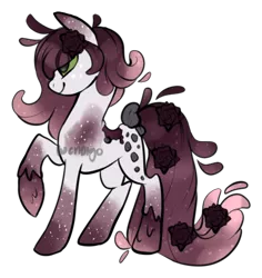 Size: 451x478 | Tagged: safe, artist:axolotlshy, banned from derpibooru, deleted from derpibooru, derpibooru import, oc, oc:rose water, unofficial characters only, earth pony, pony, base used, earth pony oc, ethereal mane, eye clipping through hair, flower, raised hoof, simple background, solo, starry mane, transparent background