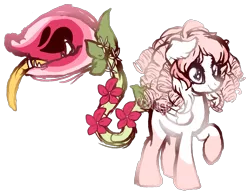 Size: 1855x1448 | Tagged: safe, artist:axolotlshy, banned from derpibooru, deleted from derpibooru, derpibooru import, oc, oc:petals, oc:rose blossom, unofficial characters only, monster pony, original species, piranha plant pony, plant pony, augmented tail, fangs, flower, male, plant, raised hoof, simple background, smiling, socks (coat marking), tongue out, transparent background, wings