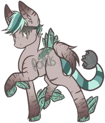 Size: 485x568 | Tagged: safe, artist:ponns, banned from derpibooru, deleted from derpibooru, derpibooru import, oc, unofficial characters only, original species, augmented tail, crystal, hoof polish, leonine tail, male, mineralite, raised hoof, simple background, smiling, solo, transparent background, unshorn fetlocks