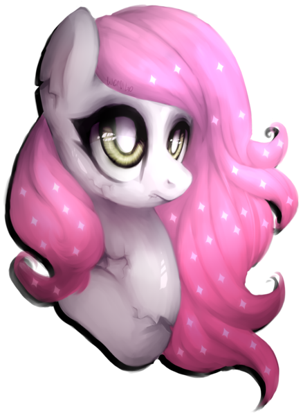Size: 1140x1562 | Tagged: safe, artist:axolotlshy, banned from derpibooru, deleted from derpibooru, derpibooru import, oc, unofficial characters only, doll pony, original species, bust, doll, ethereal mane, simple background, solo, starry mane, story included, toy, transparent background