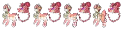 Size: 1036x253 | Tagged: safe, artist:axolotlshy, banned from derpibooru, deleted from derpibooru, derpibooru import, oc, unofficial characters only, cow plant pony, monster pony, original species, plant pony, augmented tail, base used, clothes, dress, flower, flower in hair, horn, plant, simple background, smiling, socks, striped socks, thorns, transparent background