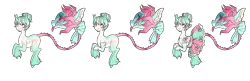 Size: 1300x423 | Tagged: safe, artist:axolotlshy, banned from derpibooru, deleted from derpibooru, derpibooru import, oc, unofficial characters only, cow plant pony, monster pony, original species, plant pony, augmented tail, base used, bow, clothes, dress, ear fluff, fangs, frilly dress, hair bow, hair bun, hoof fluff, horn, leg warmers, plant, simple background, smiling, tail bow, thorns, tongue out, transparent background
