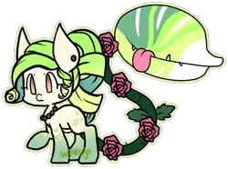 Size: 634x471 | Tagged: safe, artist:axolotlshy, banned from derpibooru, deleted from derpibooru, derpibooru import, oc, unofficial characters only, monster pony, original species, piranha plant pony, plant pony, augmented tail, base used, flower, jewelry, necklace, pearl necklace, plant, raised hoof, rose, simple background, tongue out, transparent background