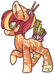 Size: 253x345 | Tagged: safe, artist:ponns, banned from derpibooru, deleted from derpibooru, derpibooru import, oc, unofficial characters only, original species, plant pony, augmented tail, bamboo, base used, colored hooves, ear fluff, flower, flower in hair, plant, raised hoof, simple background, smiling, solo, transparent background