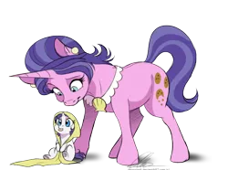 Size: 600x447 | Tagged: safe, artist:dvixie, banned from derpibooru, deleted from derpibooru, derpibooru import, edit, cookie crumbles, rarity, pony, unicorn, blanket, cropped, cute, daaaaaaaaaaaw, female, filly, filly rarity, hnnng, mare, mother and child, mother and daughter, rarara, raribetes, silly, simple background, sitting, tongue out, transparent background, younger