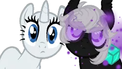 Size: 500x281 | Tagged: safe, artist:ponns, banned from derpibooru, deleted from derpibooru, derpibooru import, oc, ponified, unofficial characters only, enderman, pony, unicorn, base used, duo, eyelashes, female, horn, mare, minecraft, simple background, sombra eyes, transparent background, unicorn oc