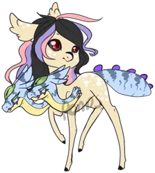 Size: 367x411 | Tagged: safe, artist:ponns, banned from derpibooru, deleted from derpibooru, derpibooru import, oc, unofficial characters only, monster pony, augmented tail, colored hooves, ear fluff, fangs, multiple heads, raised hoof, simple background, solo, transparent background, watermark