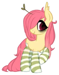 Size: 583x740 | Tagged: safe, artist:axolotlshy, banned from derpibooru, deleted from derpibooru, derpibooru import, oc, oc:shy sprout, unofficial characters only, bags under eyes, beauty mark, clothes, ear fluff, mole, not fluttershy, plant, socks, solo, striped socks