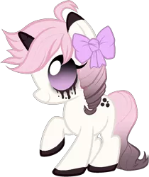 Size: 1262x1505 | Tagged: safe, artist:axolotlshy, banned from derpibooru, deleted from derpibooru, derpibooru import, oc, unofficial characters only, pony, unicorn, base used, bow, colored hooves, hair bow, horn, makeup, running makeup, simple background, solo, transparent background, unicorn oc