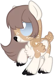 Size: 1019x1420 | Tagged: safe, artist:axolotlshy, banned from derpibooru, deleted from derpibooru, derpibooru import, oc, unofficial characters only, deer, deer pony, original species, base used, cloven hooves, freckles, raised hoof, simple background, solo, transparent background