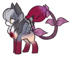 Size: 522x415 | Tagged: safe, artist:axolotlshy, banned from derpibooru, deleted from derpibooru, derpibooru import, oc, unofficial characters only, monster pony, original species, piranha plant pony, plant pony, augmented tail, base used, chest fluff, plant, simple background, socks (coat marking), transparent background, wings