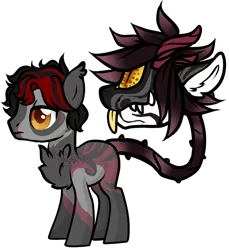 Size: 666x727 | Tagged: safe, artist:axolotlshy, banned from derpibooru, deleted from derpibooru, derpibooru import, oc, unofficial characters only, cow plant pony, monster pony, original species, plant pony, augmented tail, base used, chest fluff, ear fluff, fangs, plant, simple background, thorns, tongue out, transparent background