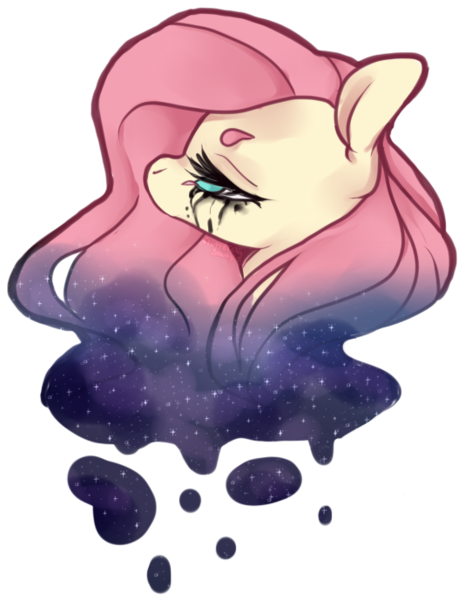 Size: 534x689 | Tagged: safe, artist:axolotlshy, banned from derpibooru, deleted from derpibooru, derpibooru import, oc, oc:shy sprout, unofficial characters only, pegasus, pony, bust, ethereal mane, female, galaxy mane, makeup, mare, pegasus oc, running makeup, simple background, transparent background, wings