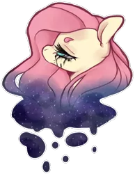 Size: 534x689 | Tagged: safe, artist:axolotlshy, banned from derpibooru, deleted from derpibooru, derpibooru import, oc, oc:shy sprout, unofficial characters only, pegasus, pony, bust, ethereal mane, female, galaxy mane, makeup, mare, pegasus oc, running makeup, simple background, transparent background, wings