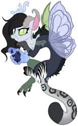 Size: 1451x2335 | Tagged: safe, artist:axolotlshy, banned from derpibooru, deleted from derpibooru, derpibooru import, oc, unofficial characters only, draconequus, butterfly wings, draconequus oc, grin, paws, simple background, smiling, solo, transparent background, underpaw, wings