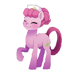 Size: 300x300 | Tagged: safe, artist:little-tweenframes, banned from derpibooru, deleted from derpibooru, derpibooru import, oc, oc:bubbly joy, unofficial characters only, earth pony, pony, animated, cute, eyes closed, female, hat, mare, nurse, nurse hat, ocbetes, simple background, solo, transparent background