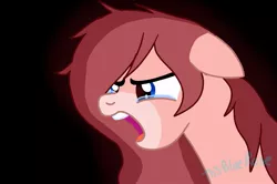Size: 1109x736 | Tagged: safe, artist:northerndawnart, banned from derpibooru, deleted from derpibooru, derpibooru import, oc, oc:rose scribbles, pegasus, angry, black background, crying, female, floppy ears, mare, messy mane, open mouth, pegasus oc, sad, screaming, simple background, upset, vent art, wings