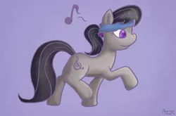 Size: 800x528 | Tagged: dead source, safe, artist:atlur, banned from derpibooru, deleted from derpibooru, derpibooru import, octavia melody, earth pony, pony, colored pupils, exercise, female, happy, headband, mare, music, music notes, photoshop, purple background, simple background, solo