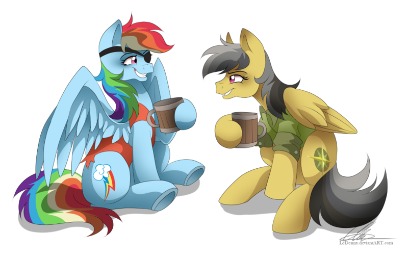 Size: 909x575 | Tagged: safe, artist:dvixie, banned from derpibooru, deleted from derpibooru, derpibooru import, daring do, rainbow dash, pirate, pirate dash