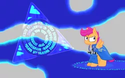 Size: 1024x640 | Tagged: safe, artist:input-command, banned from derpibooru, deleted from derpibooru, derpibooru import, scootaloo, azorius, magic the gathering, solo