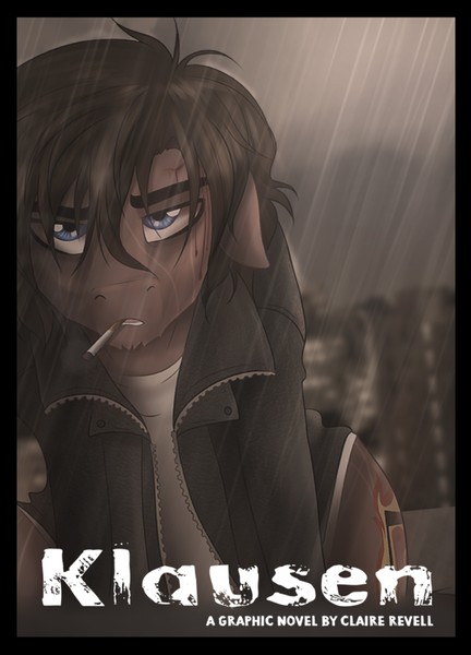 Size: 834x1158 | Tagged: dead source, safe, artist:dvixie, banned from derpibooru, deleted from derpibooru, derpibooru import, oc, oc:joen klausen, unofficial characters only, cigarette, clothes, klausen, rain, smoking, solo