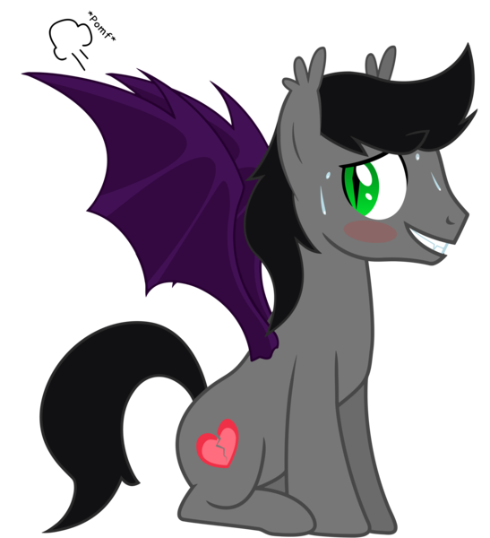 Size: 4386x4808 | Tagged: safe, artist:vito, banned from derpibooru, deleted from derpibooru, derpibooru import, oc, oc:aux, unofficial characters only, bat pony, pony, /mlp/, 4chan, absurd resolution, blushing, male, nervous, pomf, simple background, solo, spread wings, stallion, sweat, transparent background, vector, wingboner, wings